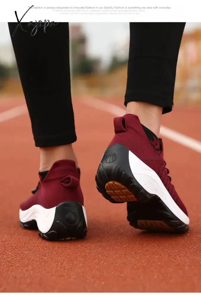 Xajzpa - Women's Walking Shoes Fashion Sock Sneakers Breathe Comfortable Nursing Shoes Casual Platform Loafers Non-Slip